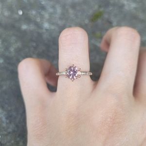 Pink Crown Solitaire Ring